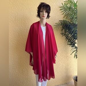 Sheer red drape shawl